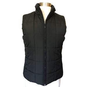 Womens Geoffrey Beene Sport Puffer Vest Quilted Front Zip Pockets Black SMALL